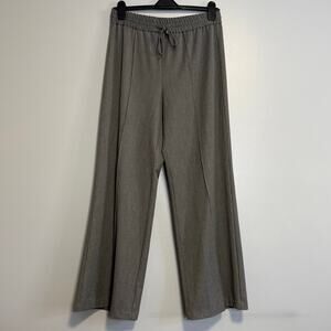 Zara Gray Wide Leg Elastic High Waist Pants NEW